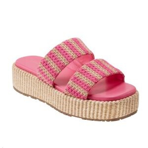 Marc Fisher PELMA Pink Woven Platform Slide Sandals 6.5 M
